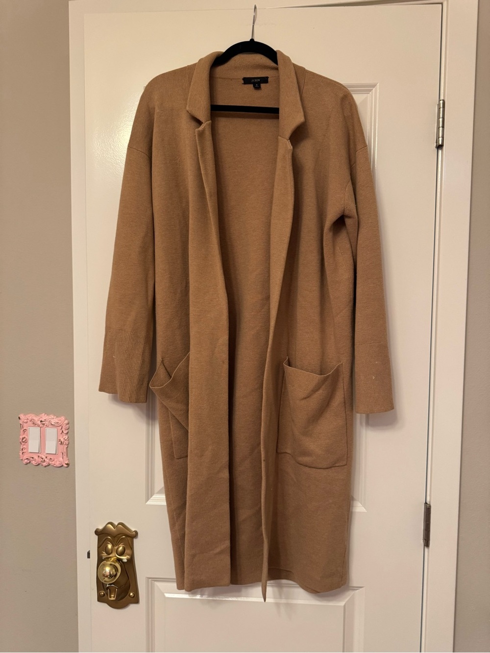 J. Crew Long Open-Front Camel Cardigan Sweater